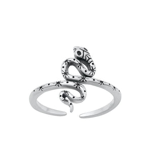 Sterling Silver Fashion Oxidized Cute Snake Mini Stars Toe Midi Ring .925 New