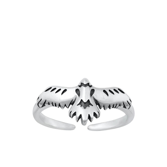 Sterling Silver Oxidized Adjustable Band Bird Hawk Eagle Toe Midi Ring .925 New