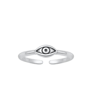 Sterling Silver Fashion Oxidized Eye Toe Midi Adjustable Ring .925 New Band