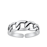 Sterling Silver Chain Link Toe Ring Fashion Adjustable Midi Band 925 New