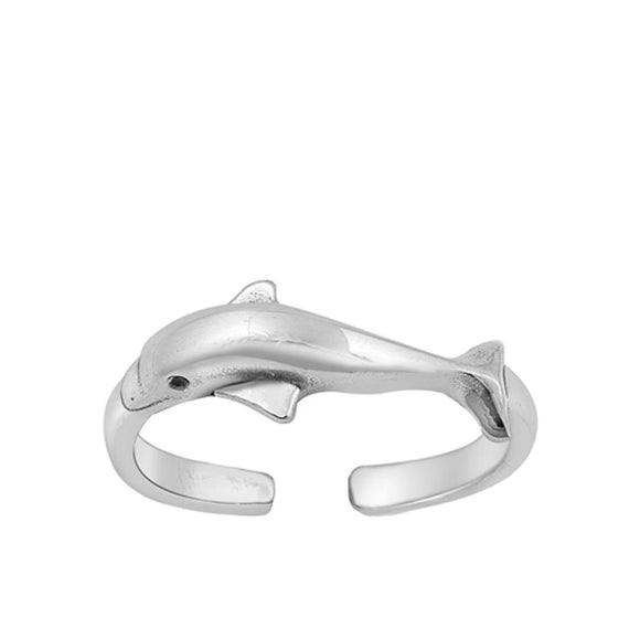 Sterling Silver Fashion Dolphin Toe Ring Fashion Adjustable Midi Band 925 New