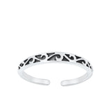 Sterling Silver Promise Oxidized Design Toe Midi Ring Adjustable Band .925 New