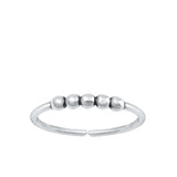 Sterling Silver Classic Minimalist Ball Toe Midi Ring Adjustable Band 925 New