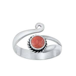 Sterling Silver Polished Carnelian Toe Midi Bali Adjustable Ring .925 New Band