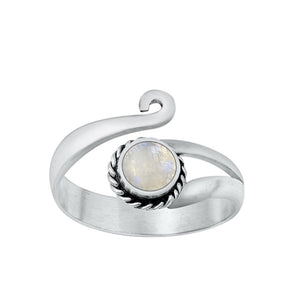 Sterling Silver Cute Moonstone Toe Midi Bali Adjustable Ring .925 New Band