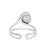 Sterling Silver Cute Moonstone Toe Midi Wave Adjustable Ring .925 New Band