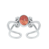 Sterling Silver Polished Carnelian Toe Midi Adjustable Ring .925 New Band