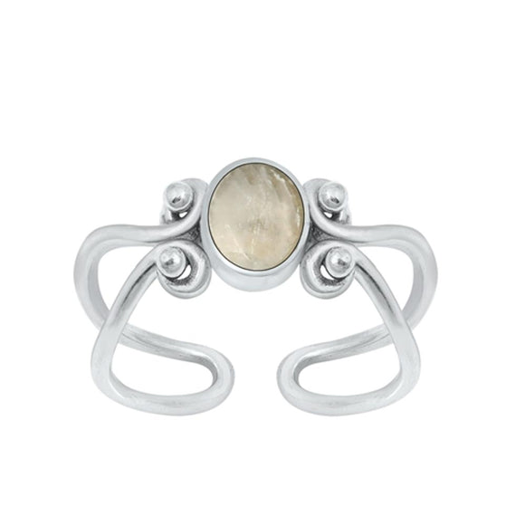 Sterling Silver Fashion Moonstone Toe Midi Adjustable Ring .925 New Band