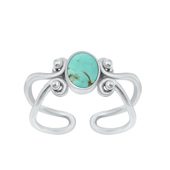 Sterling Silver Promise Turquoise Toe Midi Adjustable Ring .925 New Band