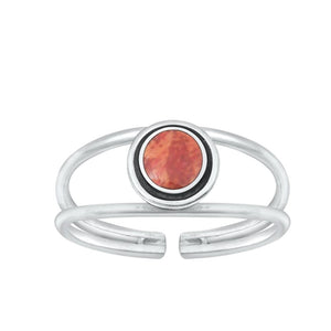 Sterling Silver High Polished Carnelian Toe Midi Adjustable Ring .925 New Band