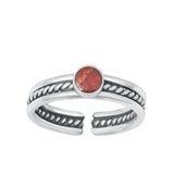 Sterling Silver Promise Carnelian Toe Midi Bali Adjustable Ring .925 New Band