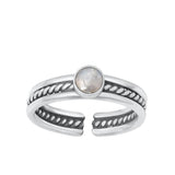 Sterling Silver Beautiful Moonstone Toe Midi Adjustble Ring .925 New Band