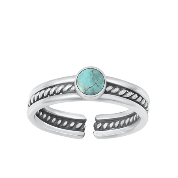 Sterling Silver Polished Turquoise Toe Midi Bali Adjustable Ring .925 New Band