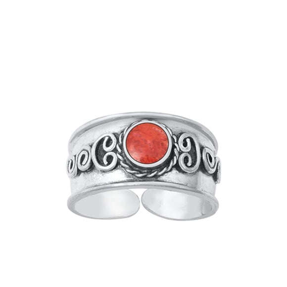 Sterling Silver Unique Coral Toe Midi Bali Adjustable Ring .925 New Band