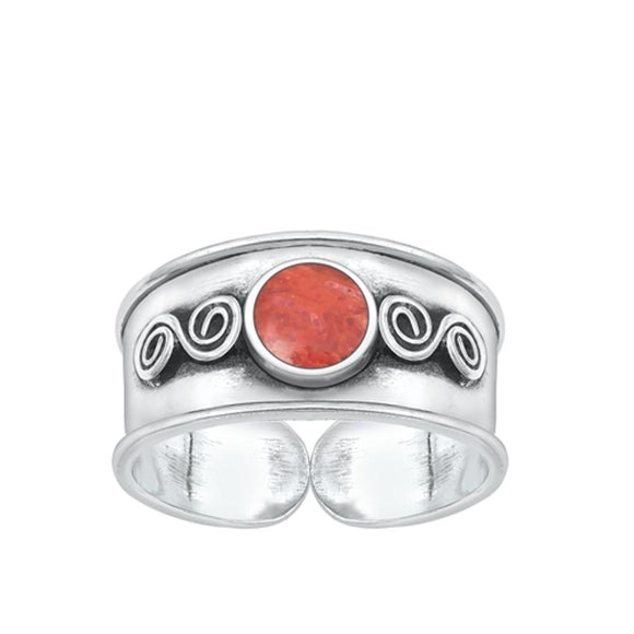 Sterling Silver Fashion Coral Toe Midi Bali Adjustable Ring .925 New Band