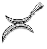 Oxidized Bead Edge High Polish Crescent Pendant .925 Sterling Silver Charm