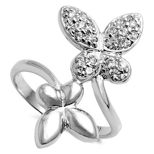 Clear CZ Beautiful Butterfly Micro Pave Ring 925 Sterling Silver Band Sizes 6-9