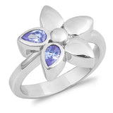 Lavender CZ Teardrop Bezel Flower Ring New .925 Sterling Silver Band Sizes 5-9