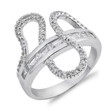 White CZ Wave Criss Cross Swirl Ring New .925 Sterling Silver Band Sizes 5-9