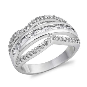 White CZ Micro Pave Wide Filigree Ring New .925 Sterling Silver Band Sizes 5-9