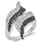 Clear CZ Micro Pave Wave Fashion Ring New .925 Sterling Silver Band Sizes 6-10