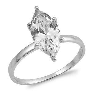 Large Solitaire Clear CZ Engagement Ring New 925 Sterling Silver Band Sizes 4-10