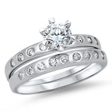 Clear CZ Solitaire Polished Simple Ring New .925 Sterling Silver Band Sizes 5-10