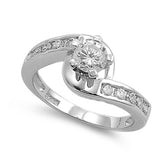 Round Solitaire White CZ Wedding Ring New .925 Sterling Silver Band Sizes 7-9