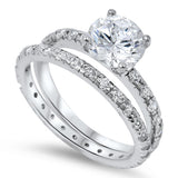 Clear CZ Cute Elegant Polished Ring Set New .925 Sterling Silver Band Sizes 5-10