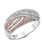 Rose Gold-Tone Vintage Clear CZ Cute Ring .925 Sterling Silver Band Sizes 5-10