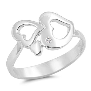 Infinity Hearts White CZ Promise Ring New .925 Sterling Silver Band Sizes 5-9