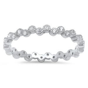 Eternity Wave Clear CZ Round Ring .925 Sterling Silver Thumb Band Sizes 4-10