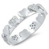 Clear CZ Heart Crown Tiara Promise Ring New .925 Sterling Silver Band Sizes 5-10