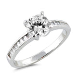 Clear CZ Round Solitaire Wedding Ring New .925 Sterling Silver Band Sizes 5-10