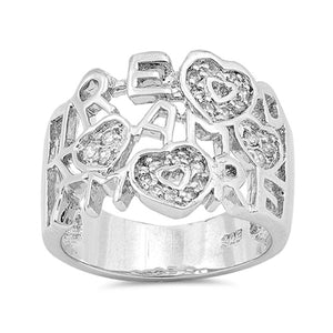 Read More Heart Clear CZ Polished Ring New .925 Sterling Silver Band Sizes 6-10