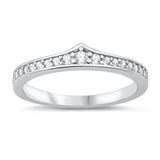 White CZ Arched Chevron Crown Wholesale Ring New .925 Sterling Silver Band Sizes 5-10