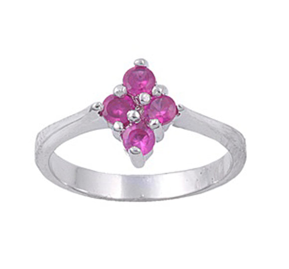 Ruby CZ Polished Flower Cross Cute Ring New 925 Sterling Silver Band Sizes 1-4