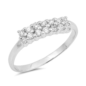 Clear CZ Cluster Bar Line Wedding Ring New .925 Sterling Silver Band Sizes 5-9