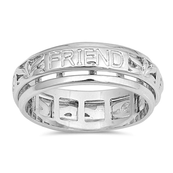 Friend Amigo Ami Spinner Filigree Ring Sterling Silver Band Sizes 5-9