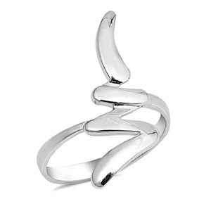 High Polish Snake Wave Zig Zag Ring New .925 Sterling Silver Band Sizes 5-9