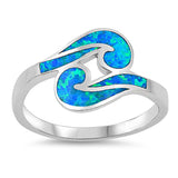 Blue Lab Opal Wave Knot Eye Loop Ring New .925 Sterling Silver Band Sizes 5-10