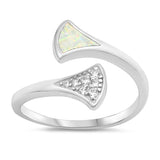 Open Midi White Lab Opal Knuckle Ring Sterling Silver Adjustable Band Sizes 5-10