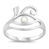 White Lab Opal All Seeing Eye Ring 925 Sterling Silver Evil Wave Band Sizes 5-10