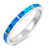 Blue Lab Opal Stackable Accent Wedding Ring .925 Sterling Silver Band Sizes 5-10