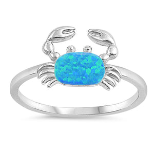 Blue Lab Opal East-West Crab Knuckle Ring .925 Sterling Silver Band Sizes 5-10