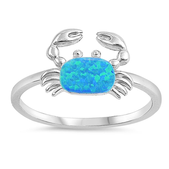 Blue Lab Opal East-West Crab Knuckle Ring .925 Sterling Silver Band Sizes 5-10