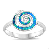 Blue Lab Opal Spiral Knuckle Cocktail Ring .925 Sterling Silver Band Sizes 5-10