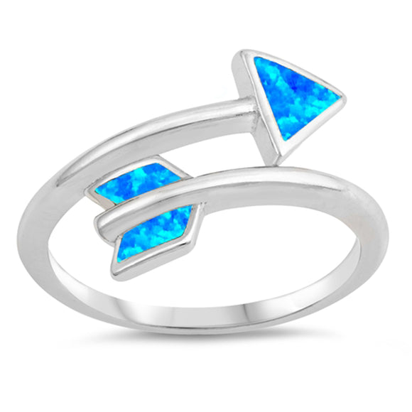 Blue Lab Opal Stackable Knuckle Arrow Ring .925 Sterling Silver Band Sizes 5-10