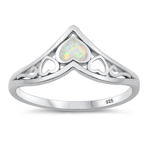 White Lab Opal Cutout V Shape Statement Ring 925 Sterling Silver Band Sizes 5-10