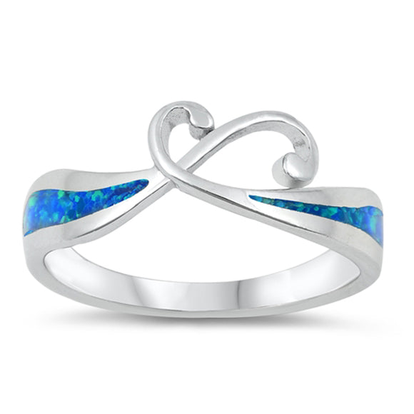 Blue Lab Opal Friendship Tied Bond Love Ring 925 Sterling Silver Band Sizes 4-10